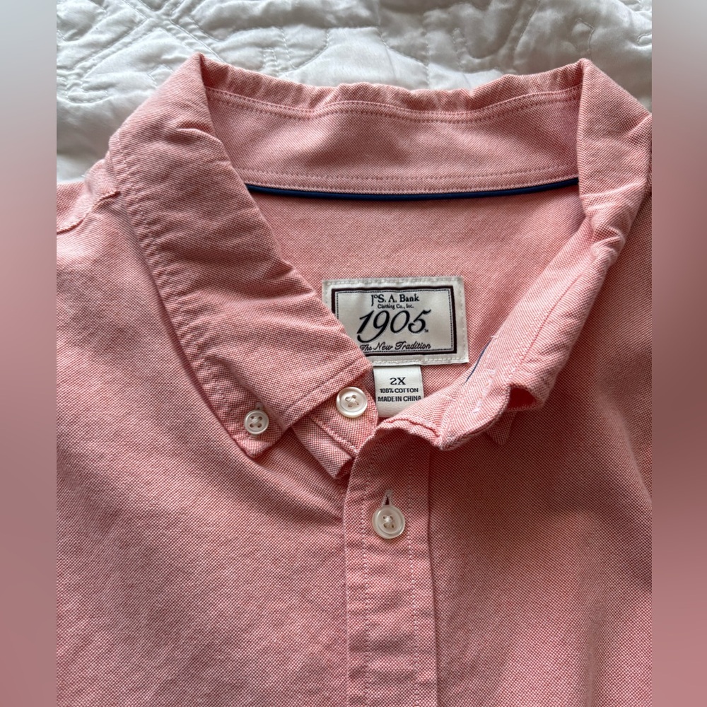 Jos A Bank 1905 Men’s 2X Salmon Broadcloth Oxford Shirt